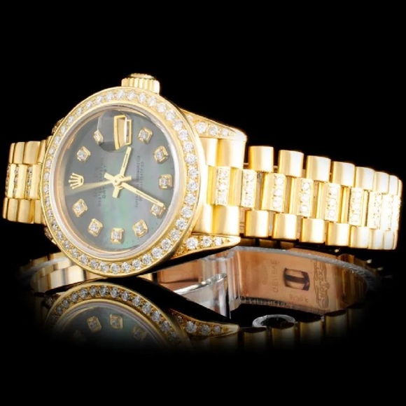 Rolex Vintage 18K Yellow Gold & Diamond lady DateJust Watch - Picture 2 of 6